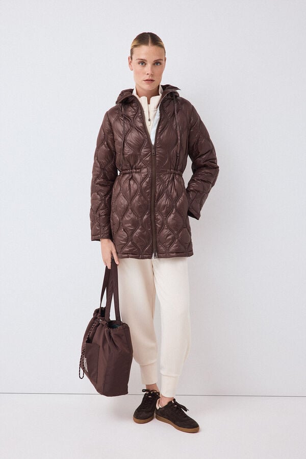 Pedro del Hierro Puffer parka with hood Brown
