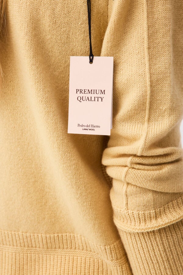Pedro del Hierro Wool funnel neck jumper with central seam Yellow