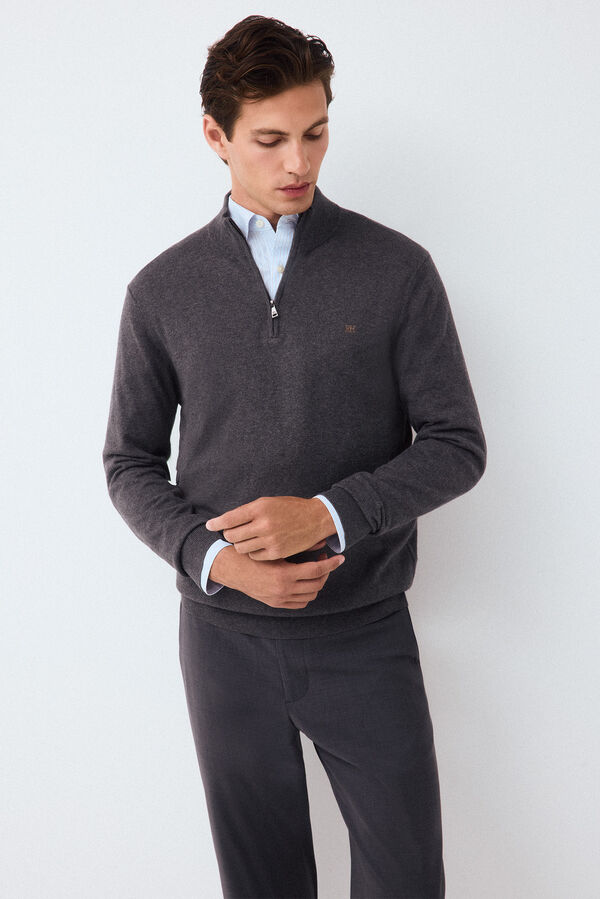 Pedro del Hierro Premium cotton silk cashmere knit jumper Grey