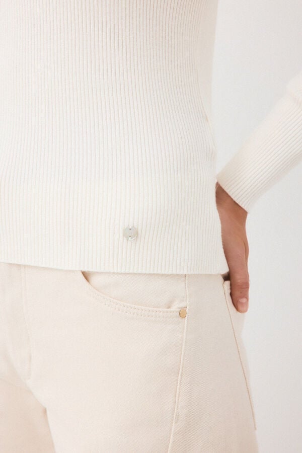 Pedro del Hierro Camisola gola polo crochet Ecru