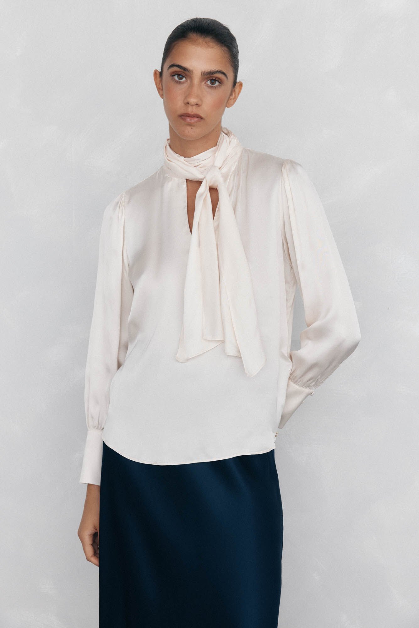 Pedro del Hierro Satin blouse with bow or tie