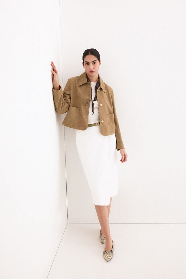 Pedro del Hierro Denim asymmetric skirt White