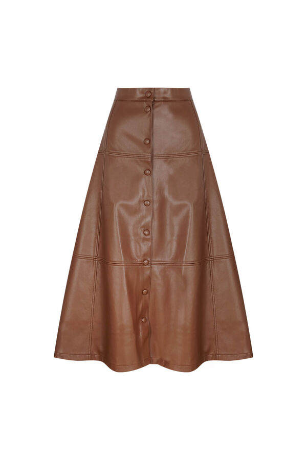 Pedro del Hierro leather effect flared skirt Brown