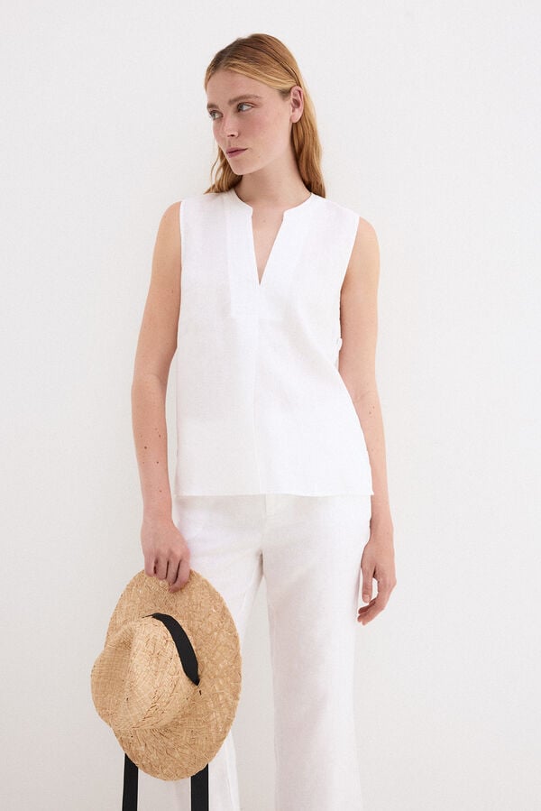 Pedro del Hierro Plain linen top White