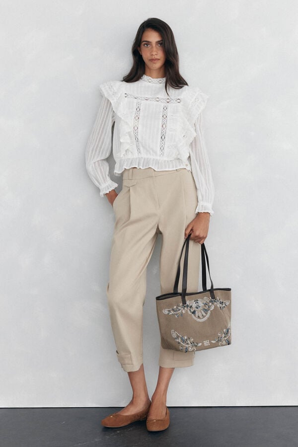Pedro del Hierro Adjustable hem pants Beige