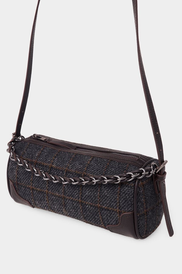 Pedro del Hierro Plaid mini handbag Brown
