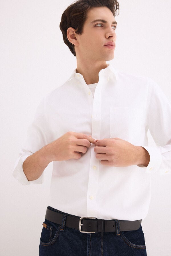Pedro del Hierro Non-iron stain-resistant plain shirt White