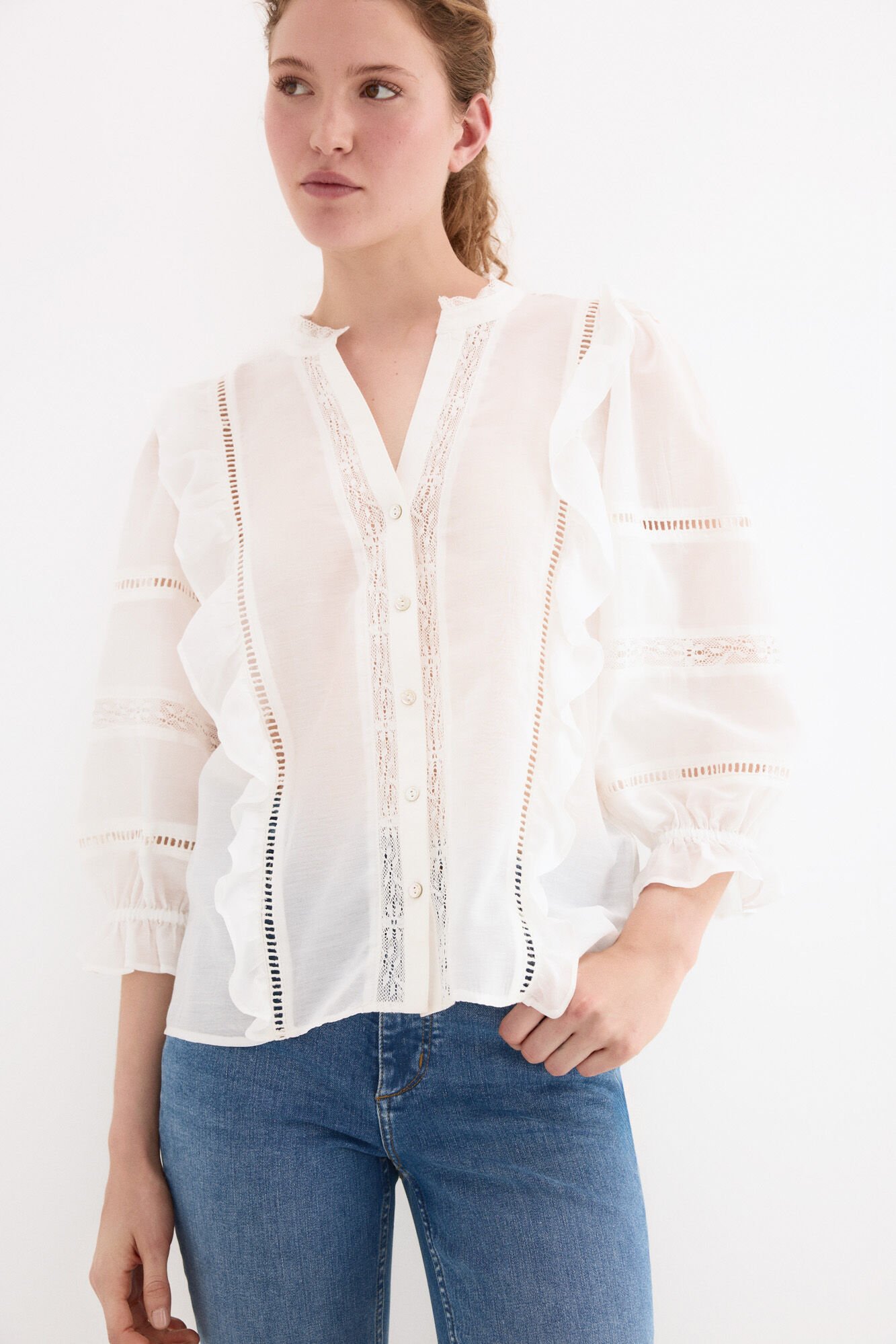 Pedro del Hierro Blusa rom&aacute;ntica volantes