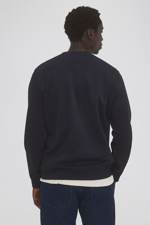 Pedro del Hierro Moletom com gola caixa Sweatshirt e logo Azul