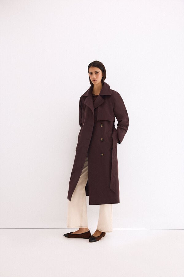 Pedro del Hierro Long plain trench coat Brown