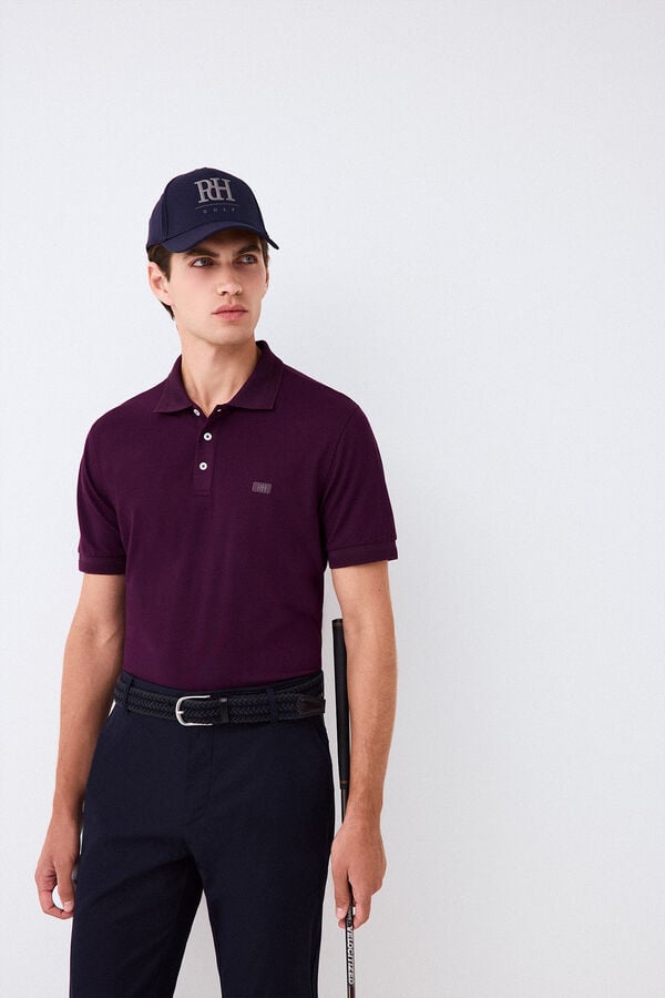 Pedro del Hierro Plain jacquard collar polo shirt Purple