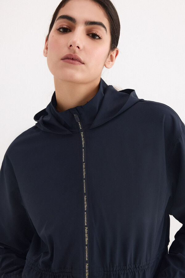 Pedro del Hierro Technical fabric peplum sweatshirt Blue