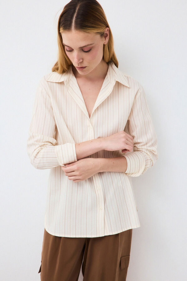 Pedro del Hierro Striped loose shirt Ecru