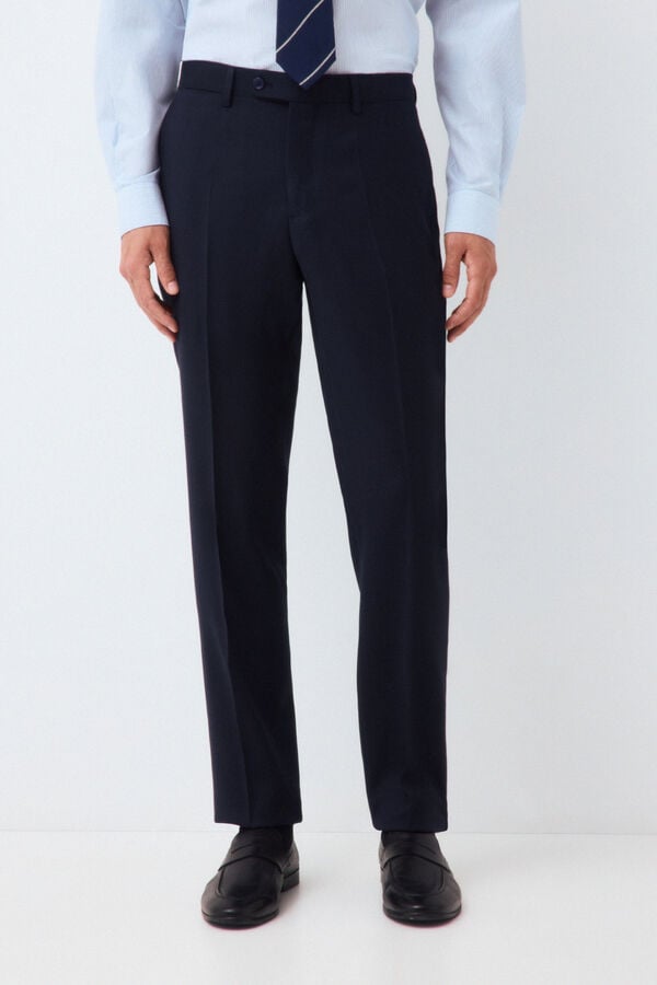 Pedro del Hierro Houndstooth slim fit tailored trousers Blue