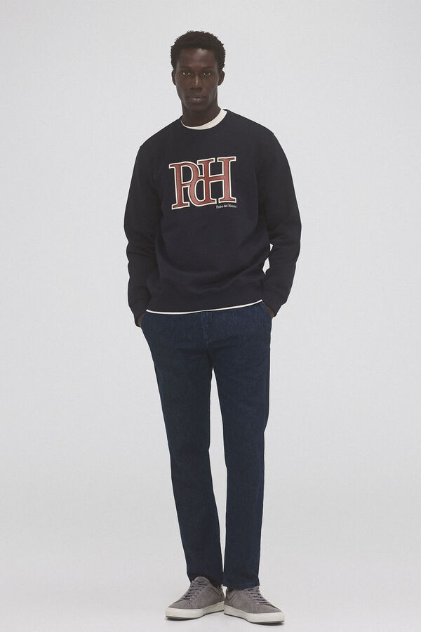 Pedro del Hierro Moletom com gola caixa Sweatshirt e logo Azul