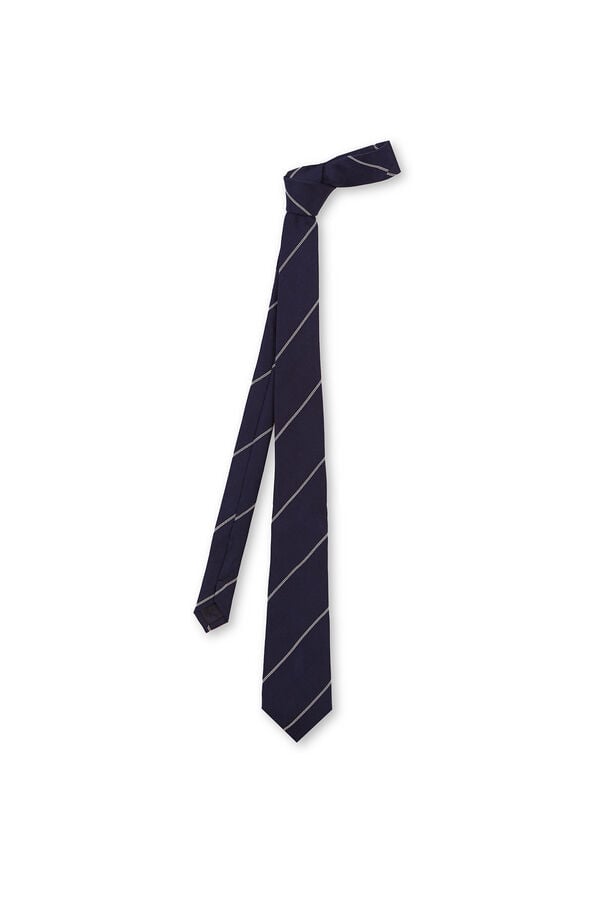 Pedro del Hierro Extra-fine silk tie Blue