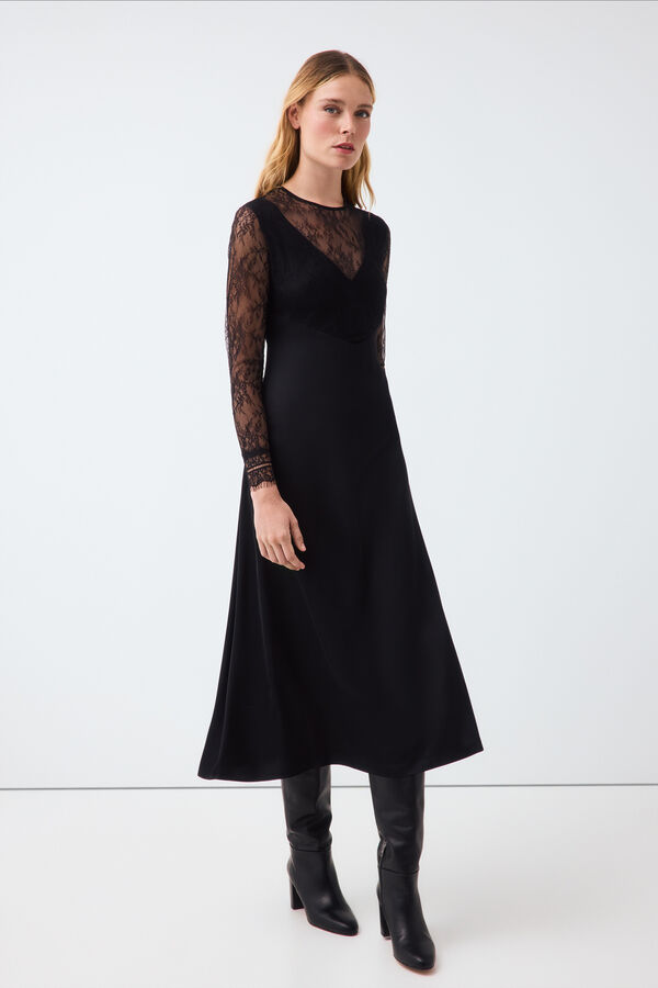 Pedro del Hierro Lace midi dress Black