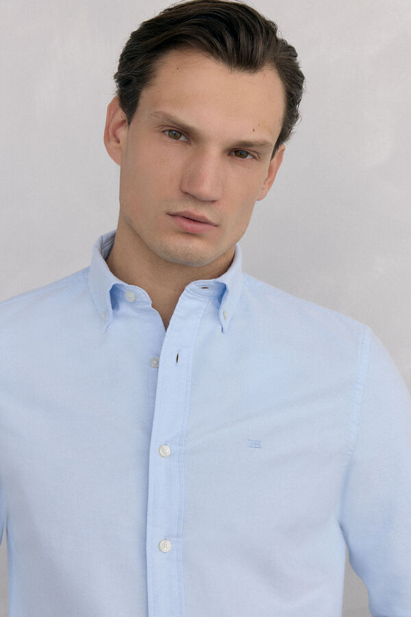 Pedro del Hierro Iconic plain oxford shirt Blue