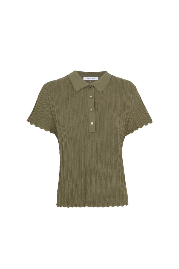 Pedro del Hierro Polo neck structure short sleeve jumper Green