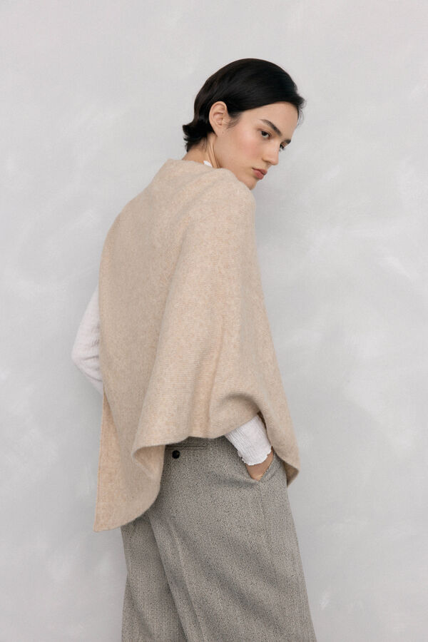 Pedro del Hierro Asymmetric jersey-knit cape Ecru