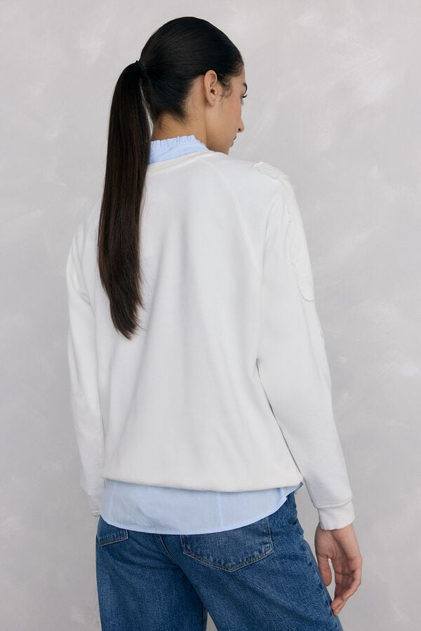 Pedro del Hierro Flower embroidered sweatshirt Ecru