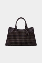 Pedro del Hierro Plaid medium handbag Brown