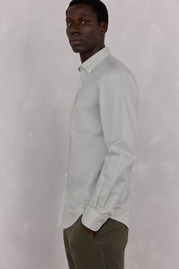 Pedro del Hierro Non-iron Oxford checked shirt Green