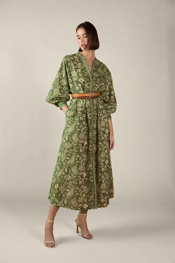 TFP by Tamara Falc&oacute; Vestido camiseiro estampado Verde