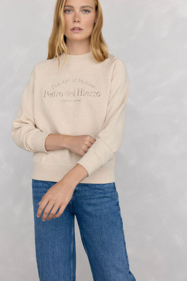Pedro del Hierro Embroidered logo sweatshirt Ecru