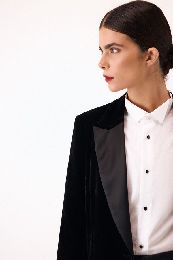 Pedro del Hierro Velvet and satin blazer Black