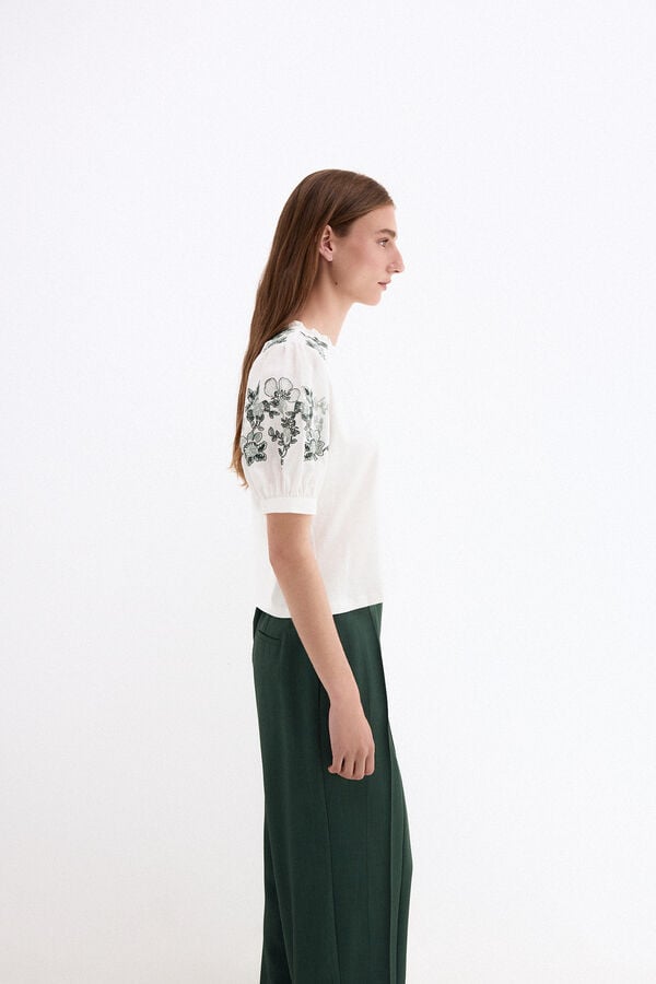 Pedro del Hierro T-shirt combinada com bordados Branco