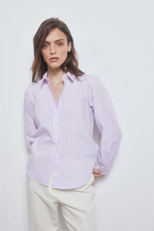 Pedro del Hierro Textured striped shirt Purple
