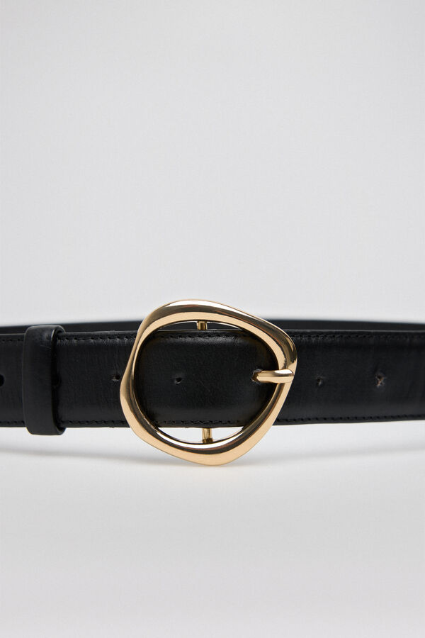 Pedro del Hierro Black belt with gold buckle Black