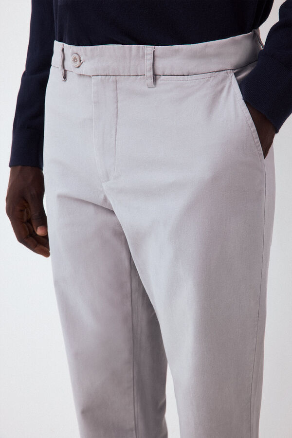 Pedro del Hierro Twill light regular dress chinos Grey