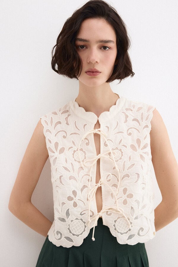 Pedro del Hierro Embroidered gilet White