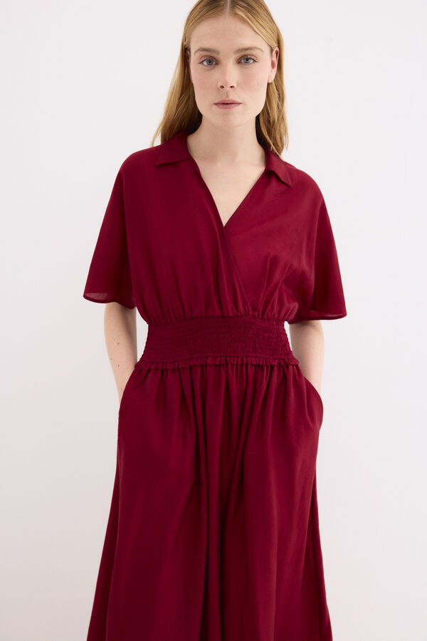 Pedro del Hierro Gathered waist detail midi dress Burgundy