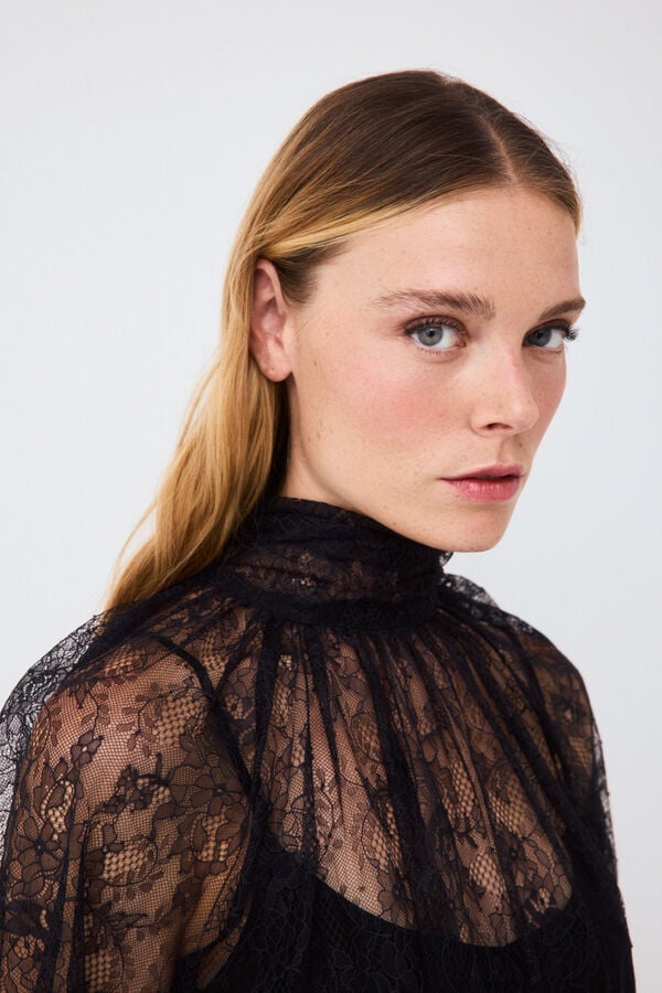 Pedro del Hierro Lace romantic blouse Black