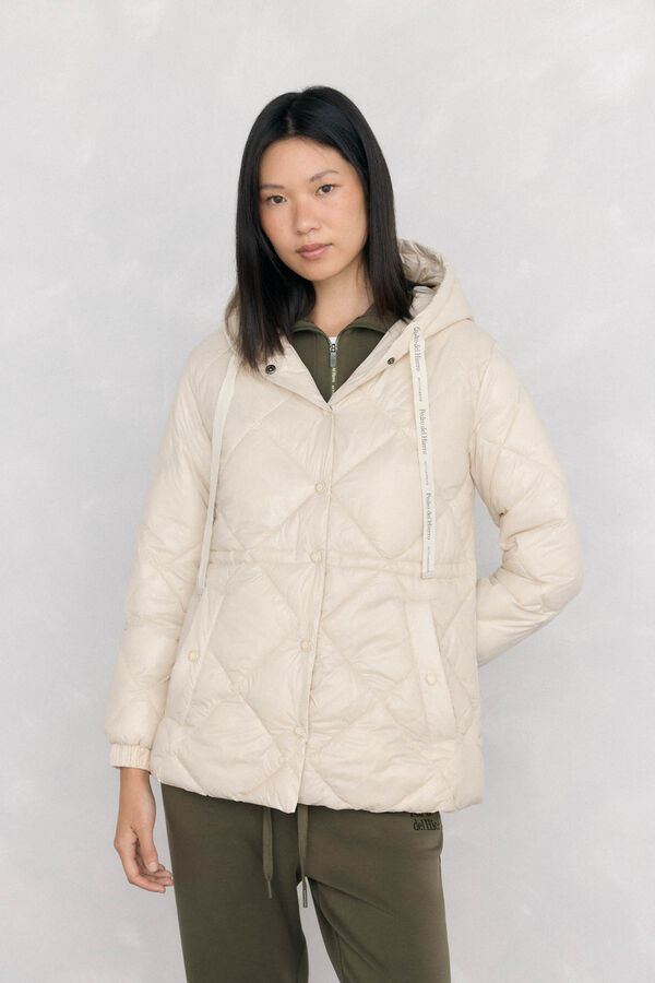 Pedro del Hierro Quilted parka with hood Ecru