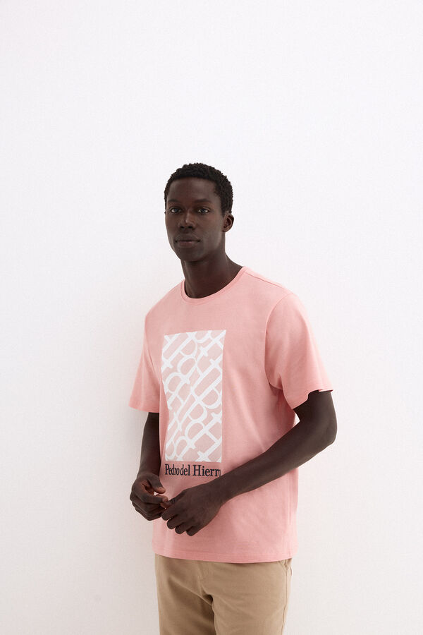 Pedro del Hierro Printed logo T-shirt Coral