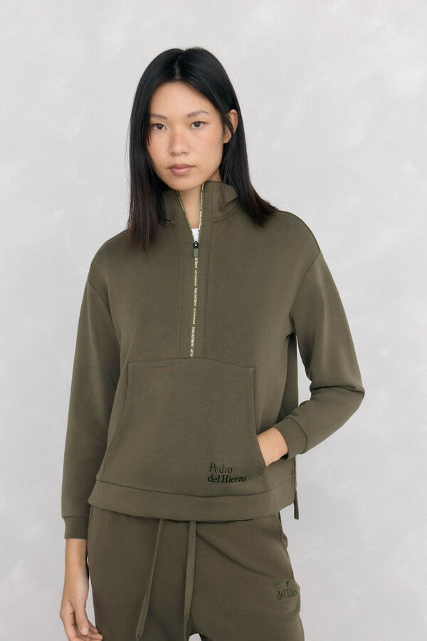 Pedro del Hierro soft touch sweatshirt with Perkins neck Green