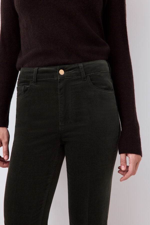 Pedro del Hierro Velvet flare trousers Green