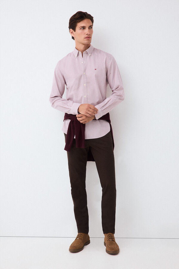 Pedro del Hierro Plaid shirt Burgundy