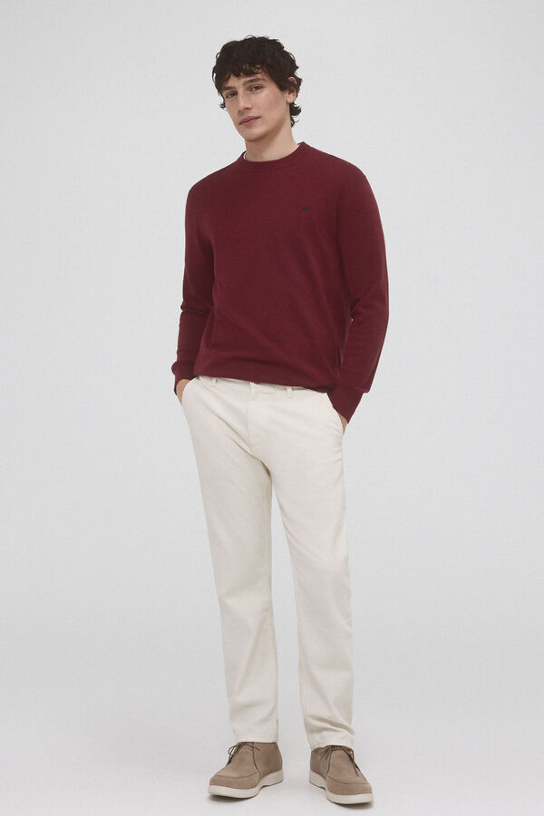 Pedro del Hierro Jersey lana cashmere cuello redondo Burdeos