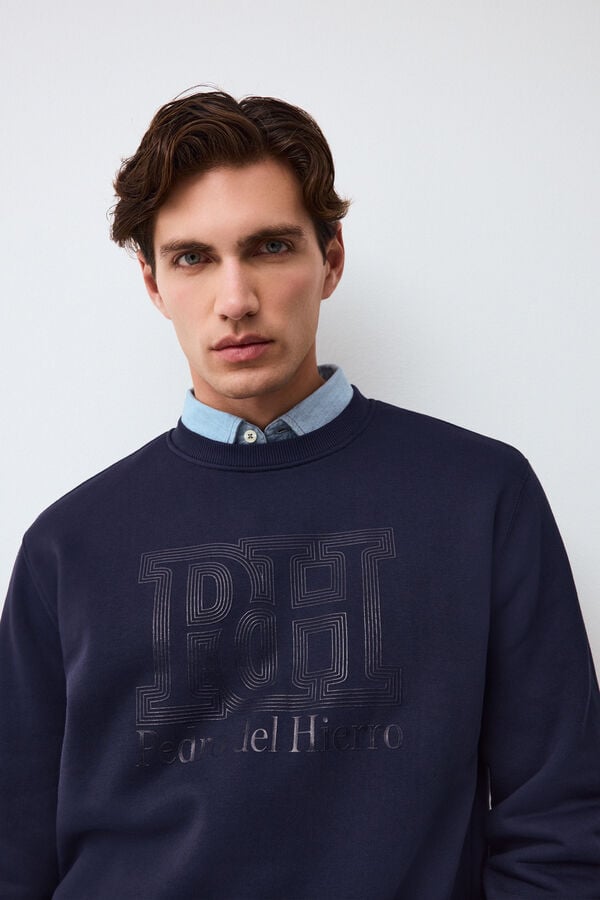 Pedro del Hierro Crew neck logo sweatshirt Blue