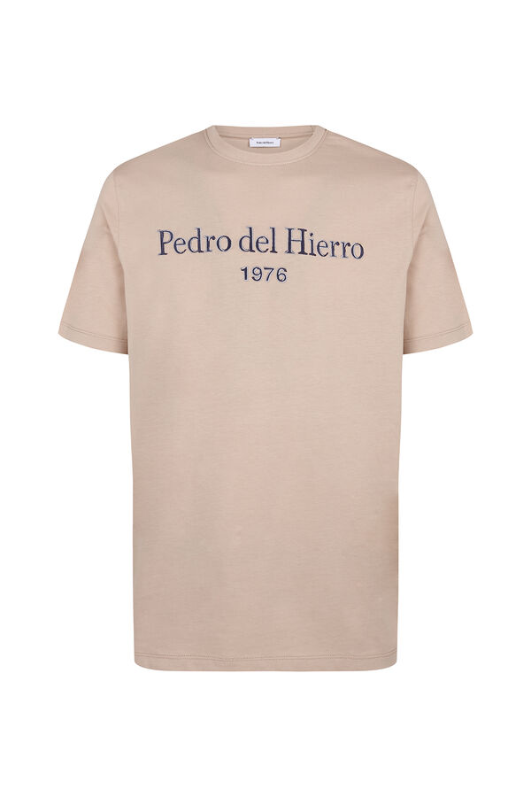 Pedro del Hierro Embroidered logo T-shirt Beige