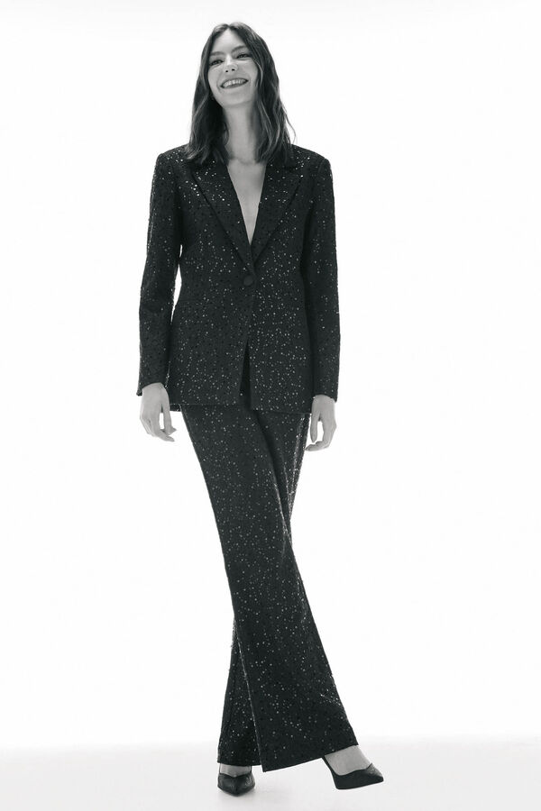 TFP by Tamara Falcó Sequin fitted blazer Black
