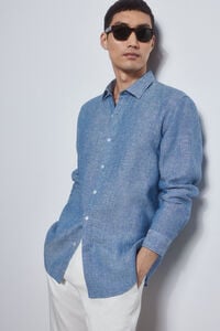 Pedro del Hierro Camisa lino lisa Azul