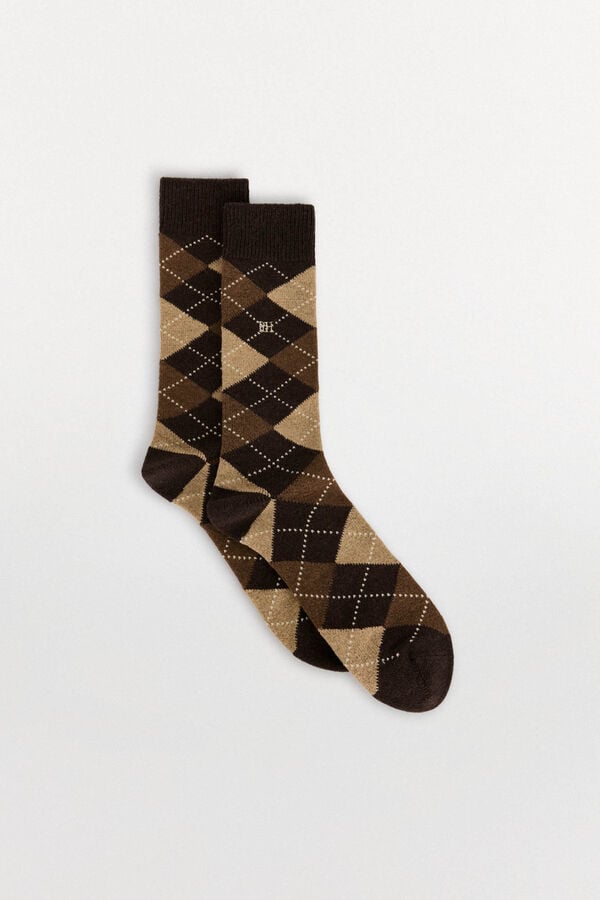 Pedro del Hierro Diamond wool socks Brown
