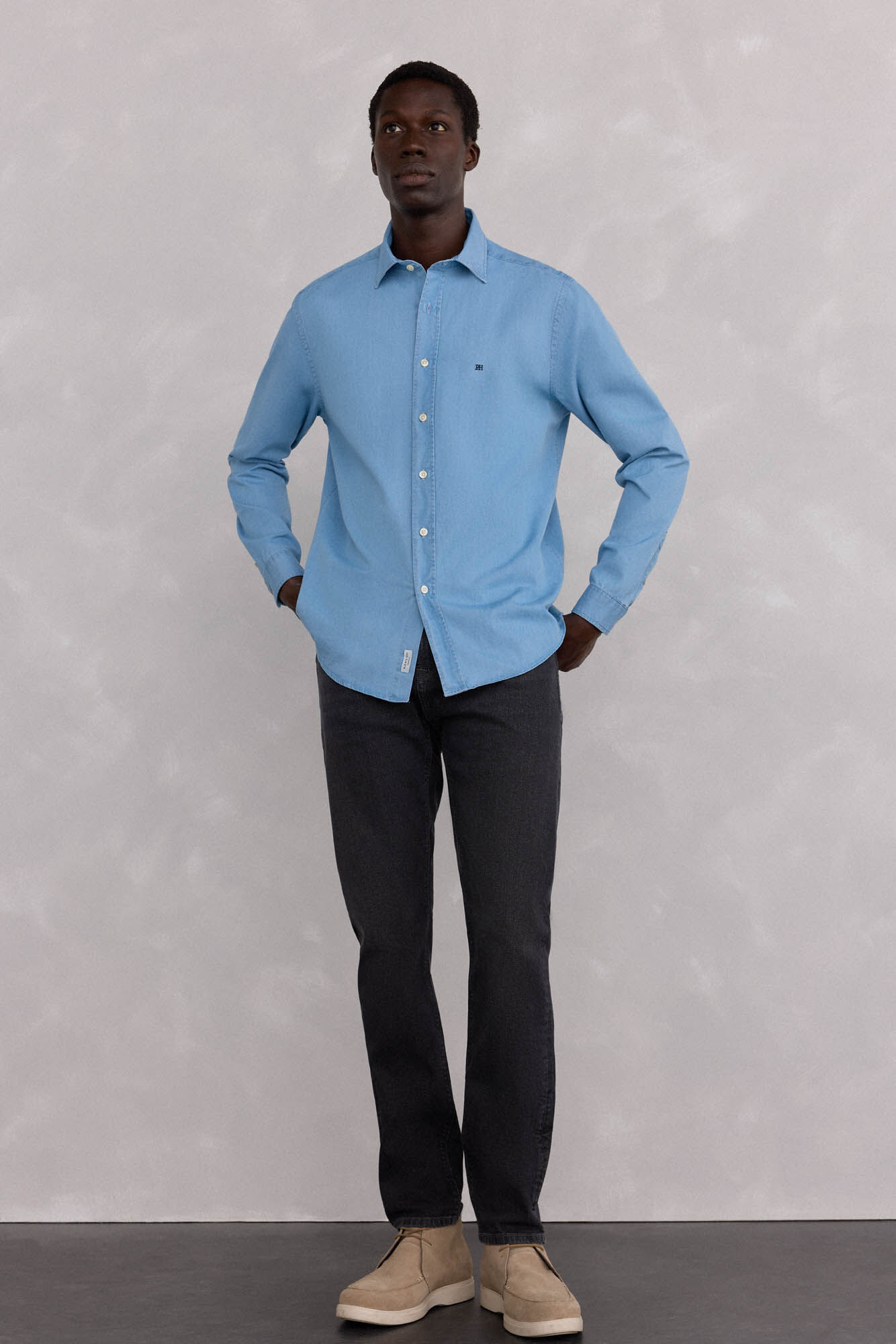 Pedro del Hierro Camisa denim tejido italiano