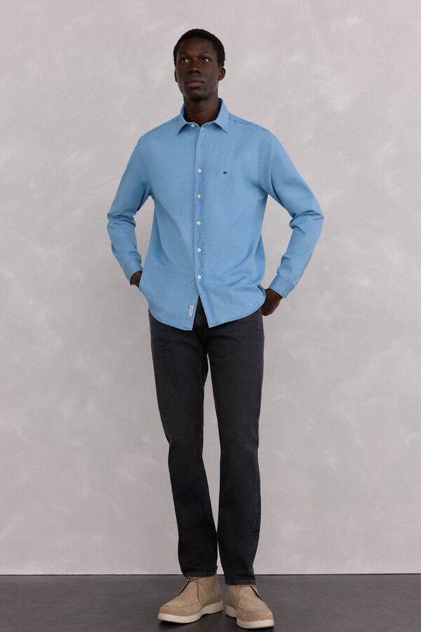 Pedro del Hierro Italian fabric denim shirt Blue